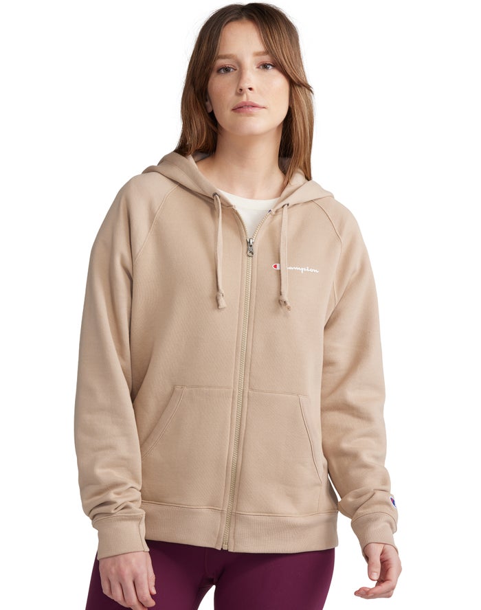 Champion Powerblend Fleece Full Zip Hoodie Dames - Khaki - Belgie 8692XYEFR